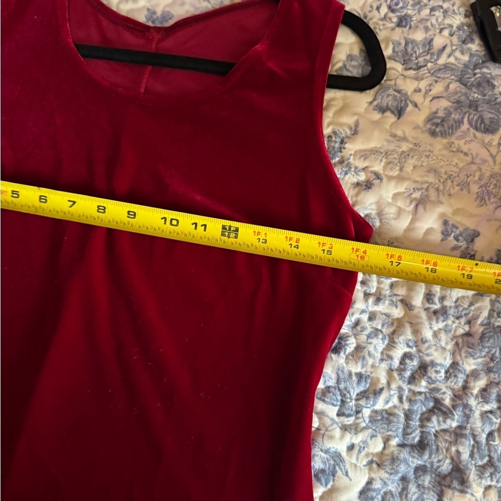 Red Sleeveless velvet Dress - Picture 3 of 4